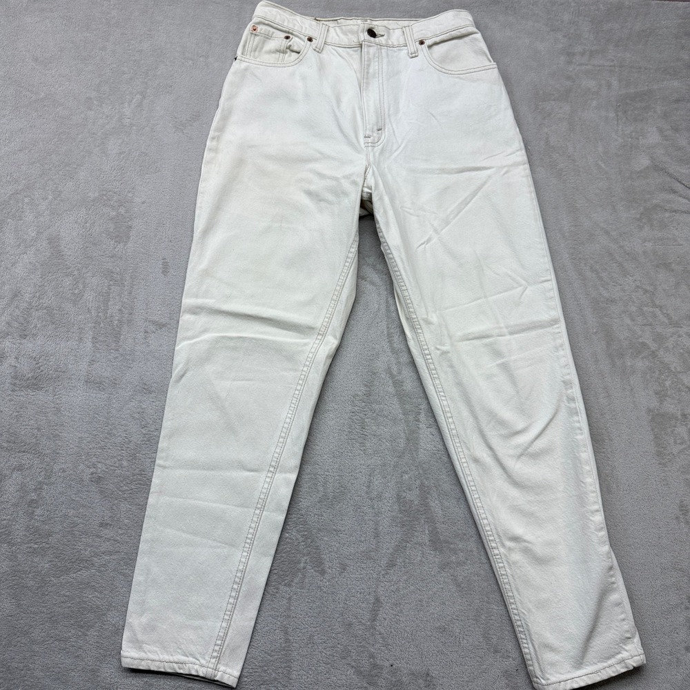 Vintage Levi's 551 Jeans Women's 12 M Off-White Relaxed Fit Tapered Leg USA Made